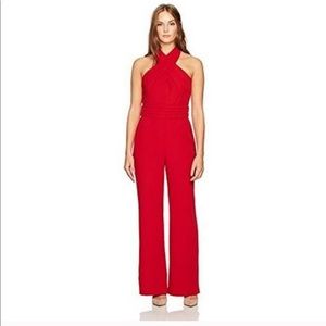 Adelyn Rae XS red halter wide leg jumpsuit